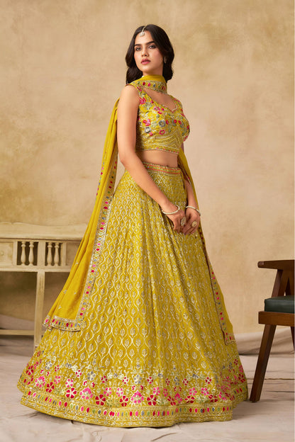 yellow embroidered lehengas choli usa canada