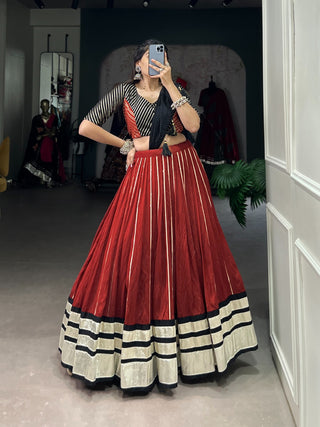 beautiful chanderi silk maroon chaniya ghagra choli with dupatta