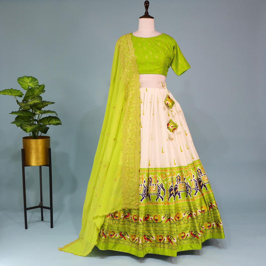 Parrot green color dola silk lehenga choli for women
