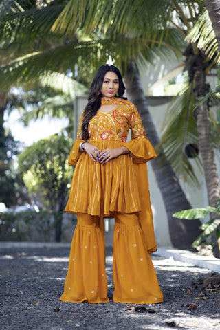 yellow sharara suit for haldi