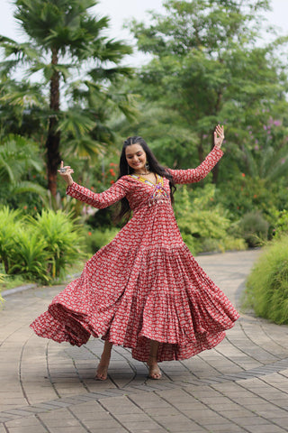 Gamthi work Maroon gown for women