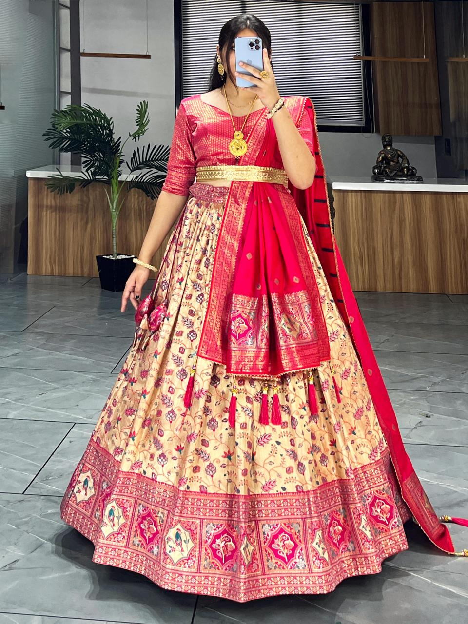 Kanjivaram silk lehenga choli with price
