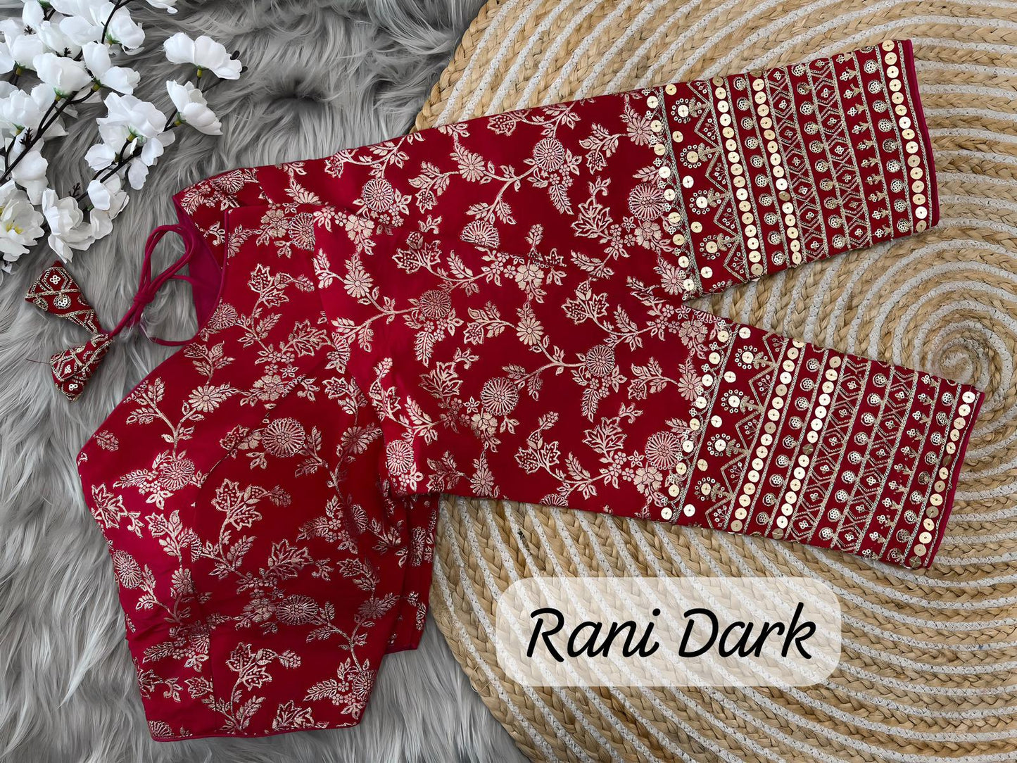 Dola silk rani dark  blouse design For Choli