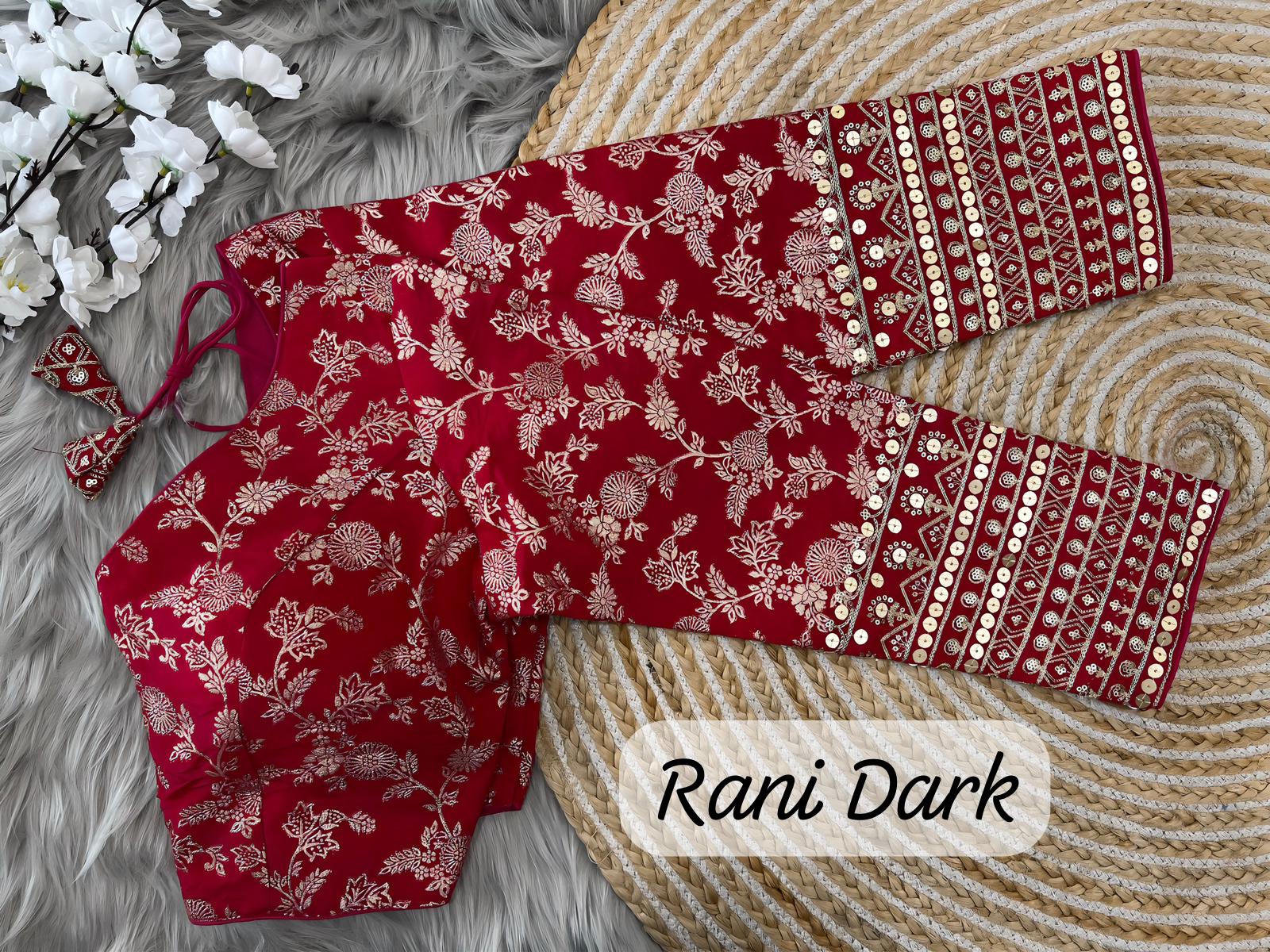 Dola silk rani dark  blouse design For Choli