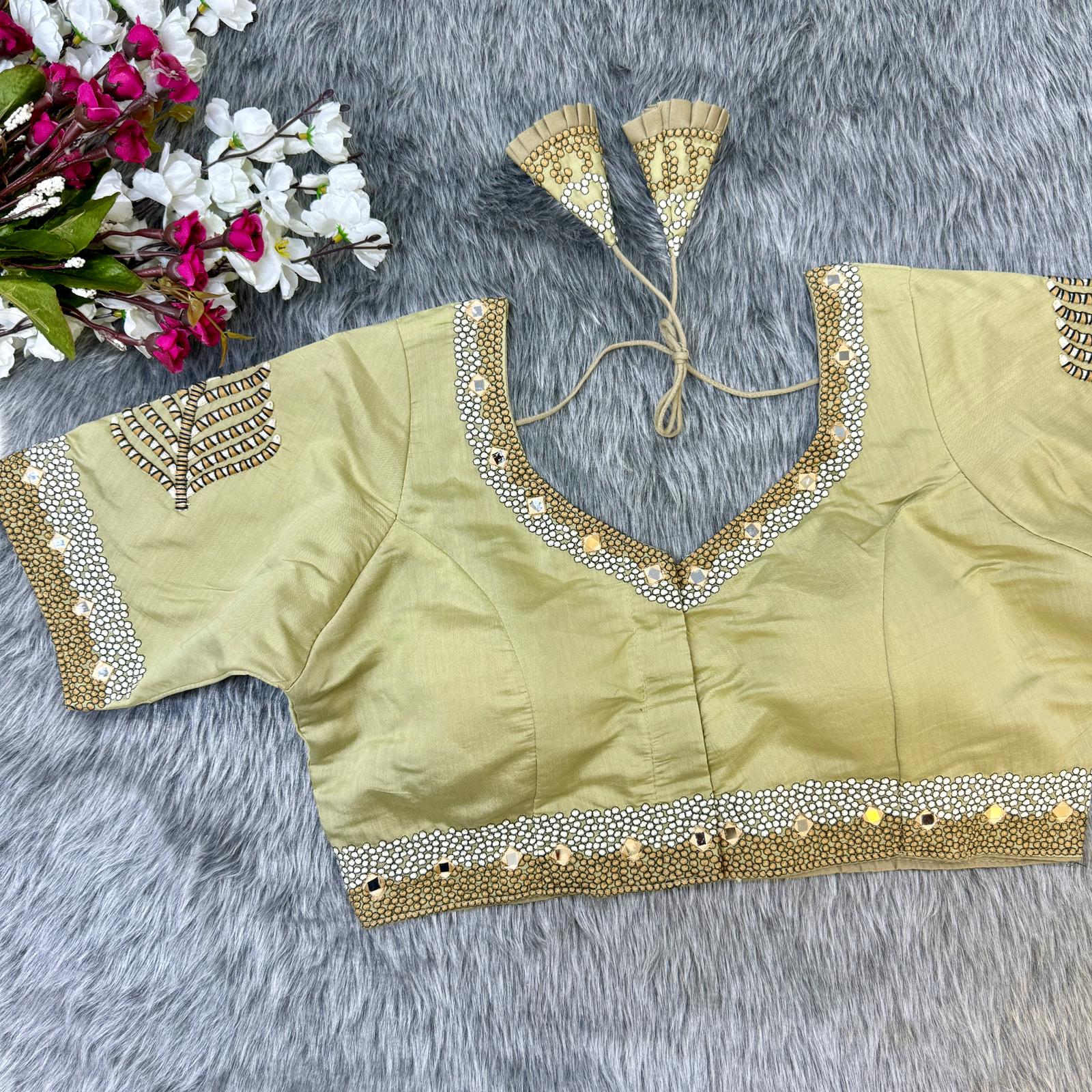 stylish front open design Cream  Blouse
