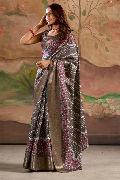 Grey color dola silk saree for women online