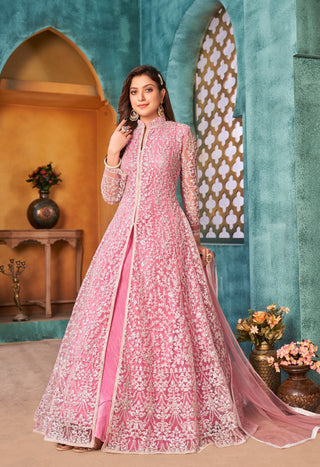 Pink Anarkali Suit With Dupatta
