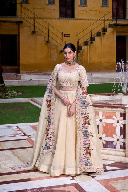 Trending Off White Wedding Wear Lehenga Choli