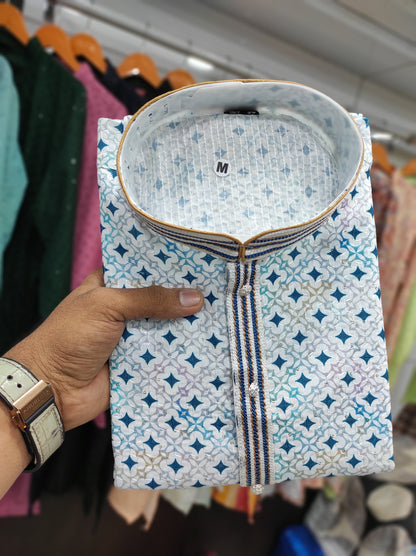 White color cotton mens kurta 