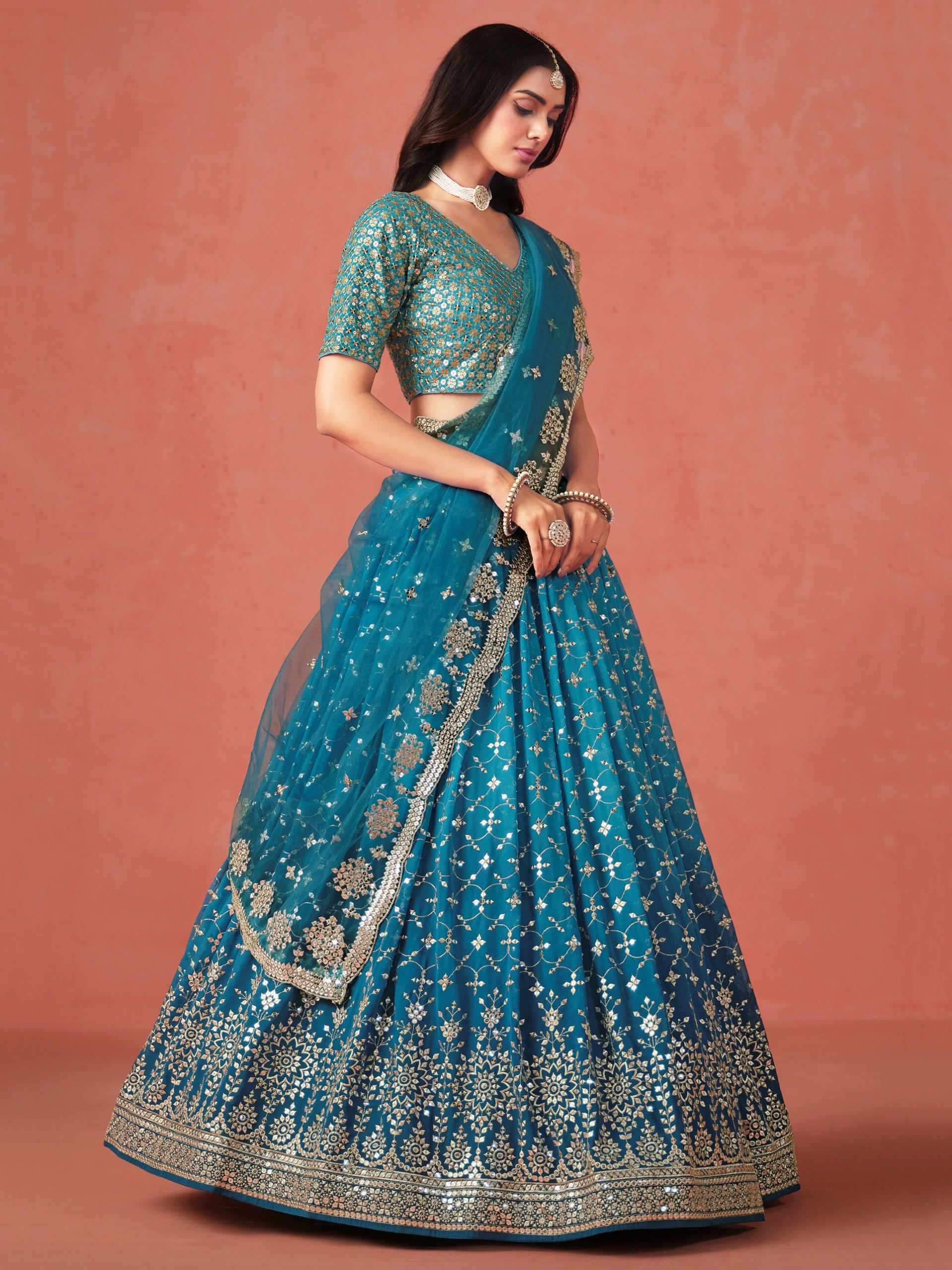 Reception wear embroidery work chaniya choli