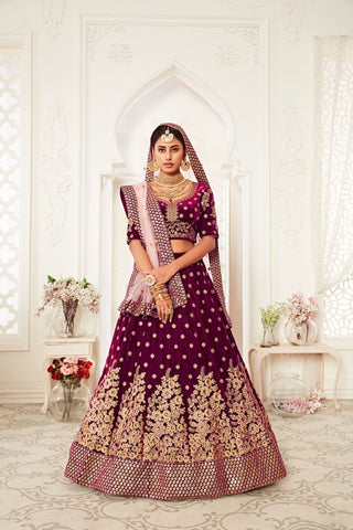 purple velvet lehenga choli