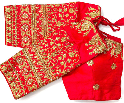 Red color silk sequins work lehenga blouse images