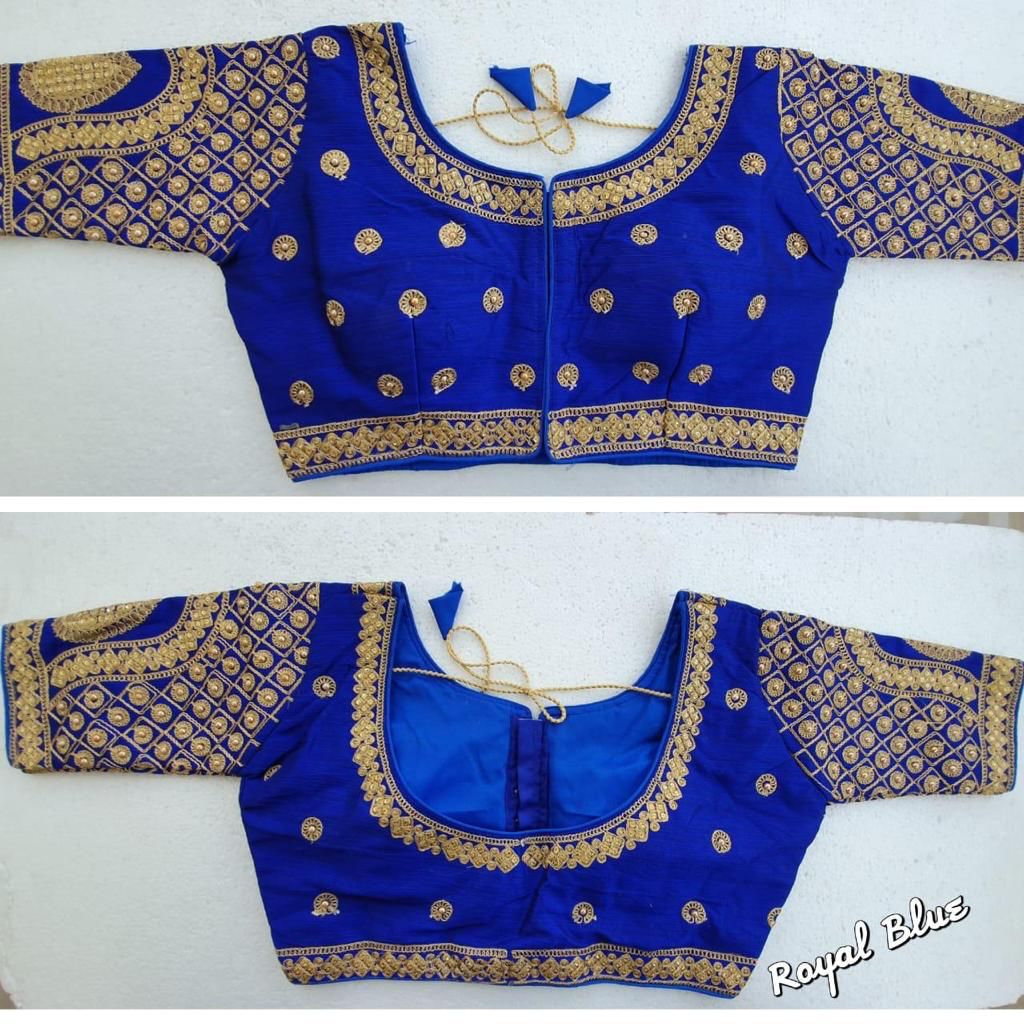 Royal Blue color silk blouse for wedding