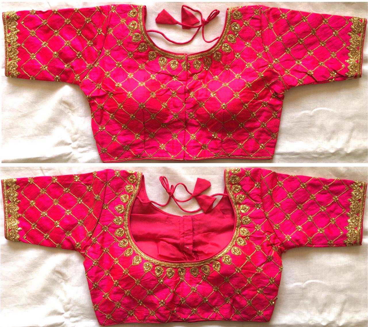 Pink color fentam silk readymade blouse price