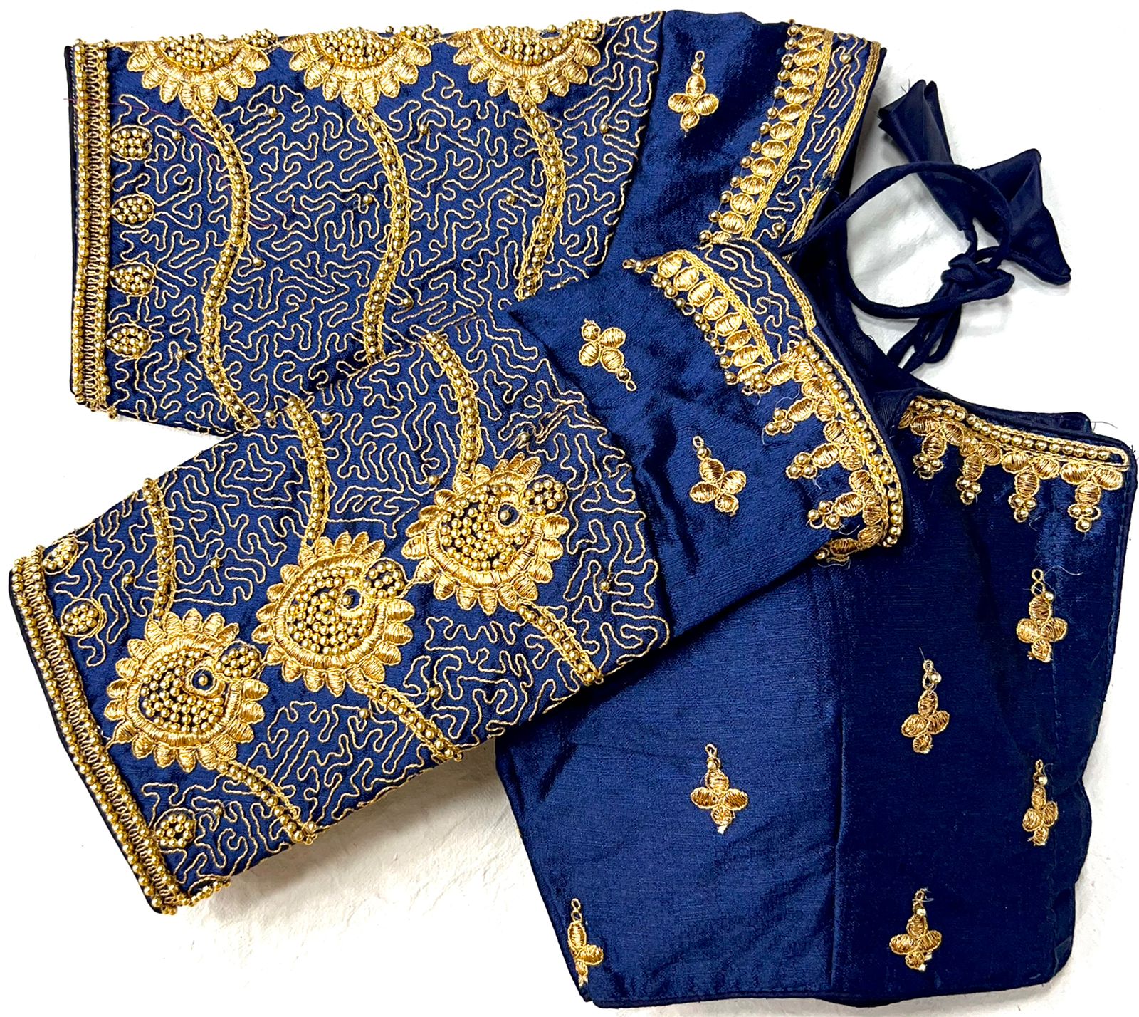 Navy Blue color silk embroidery work readymade blouse 