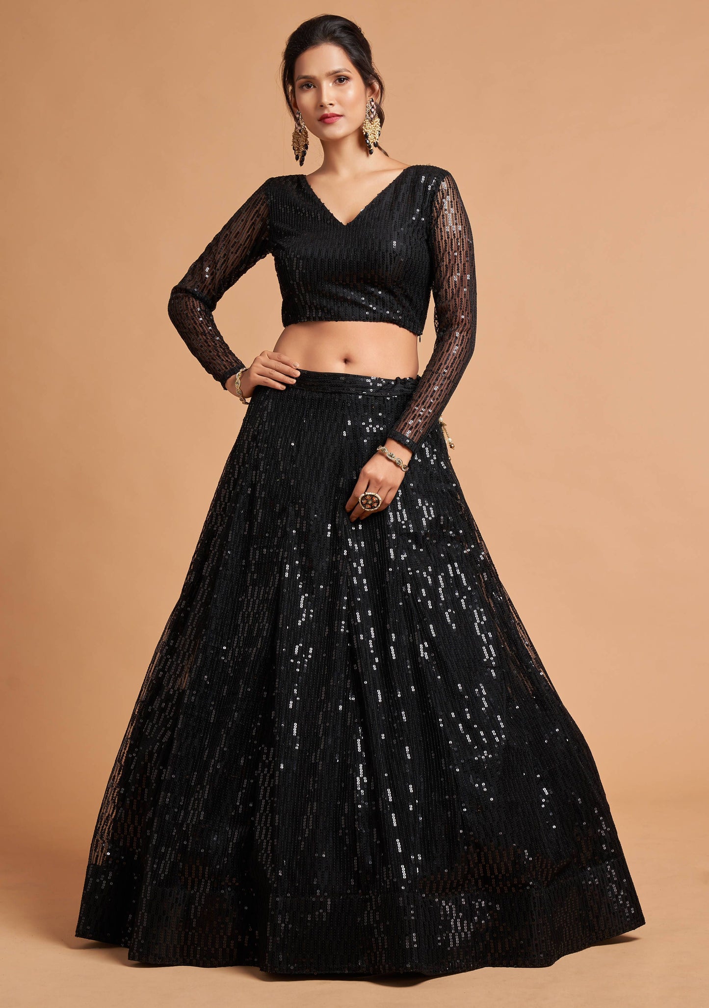 Modern black Lehenga for Wedding