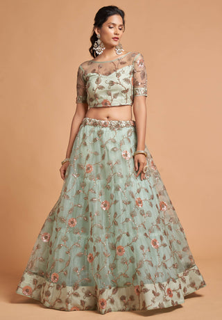 Sky Blue Lehenga For Women