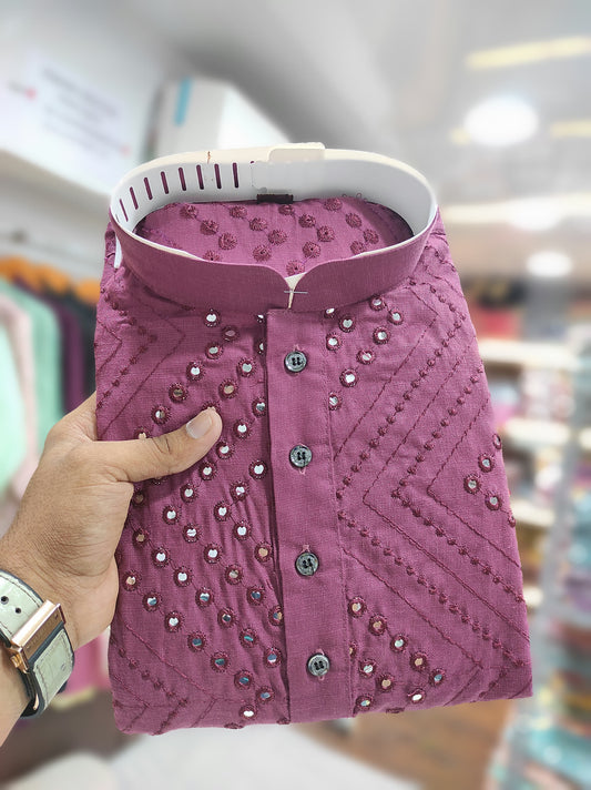 cotton stylish mirror work kurta