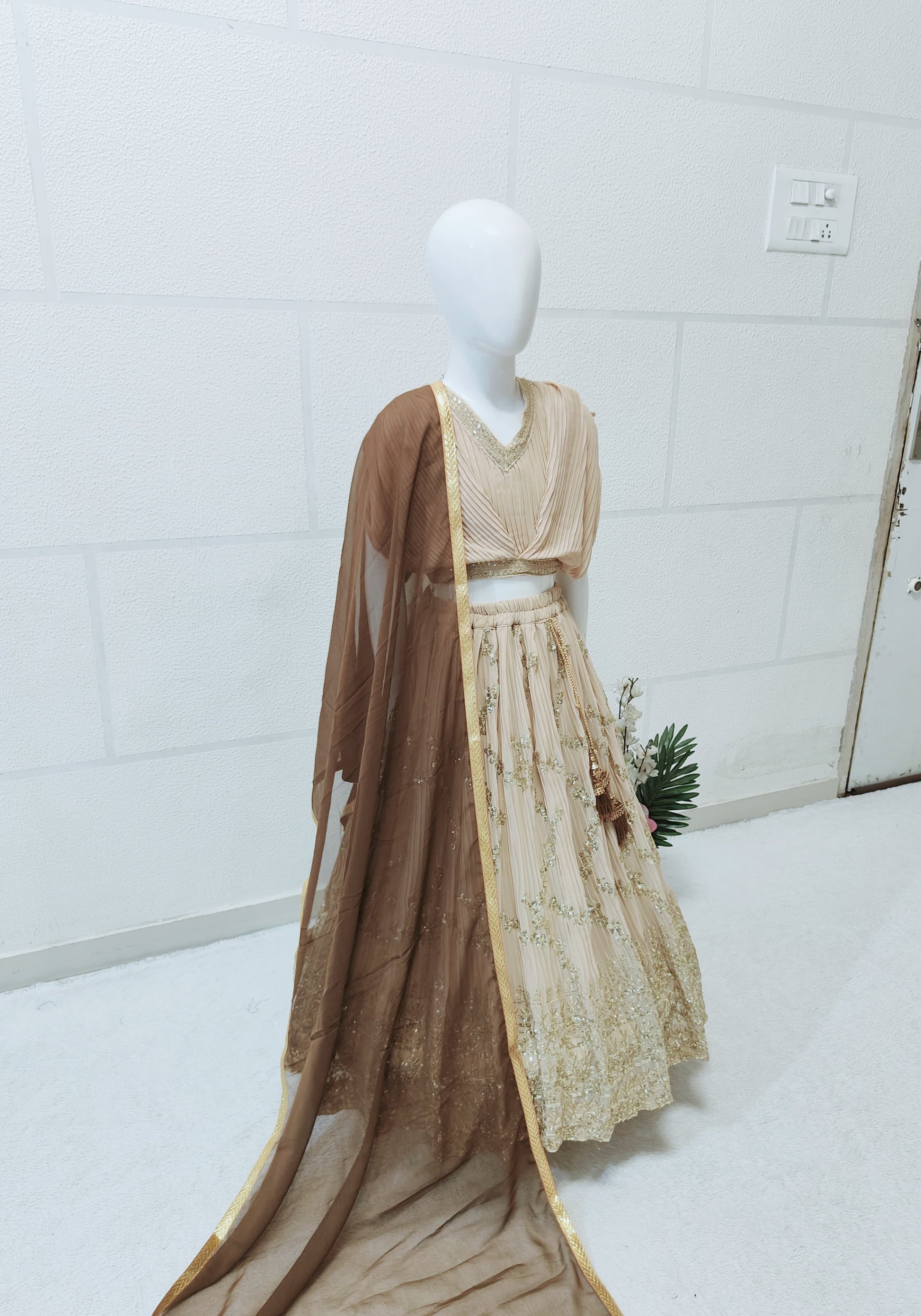 Beige color georgette small girls lehenga choli for kids online shopping
