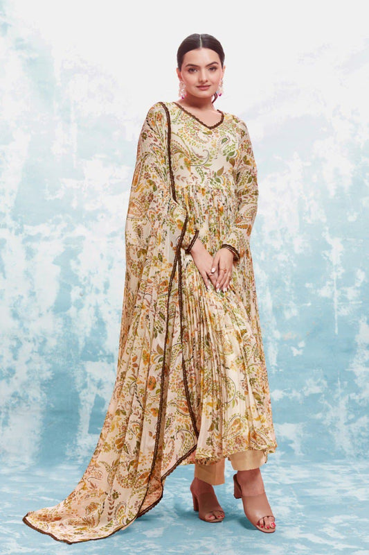 Off white color chiffon sharara suit for women