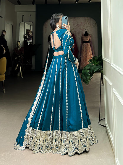 Firozi color vichitra silk lehenga choli with dupatta price