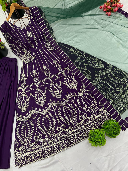 Purple color georgette salwar suit for women