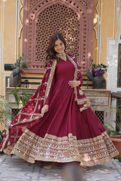 Maroon color georgette long gown price