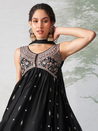 embroidery work anarkali gown dress