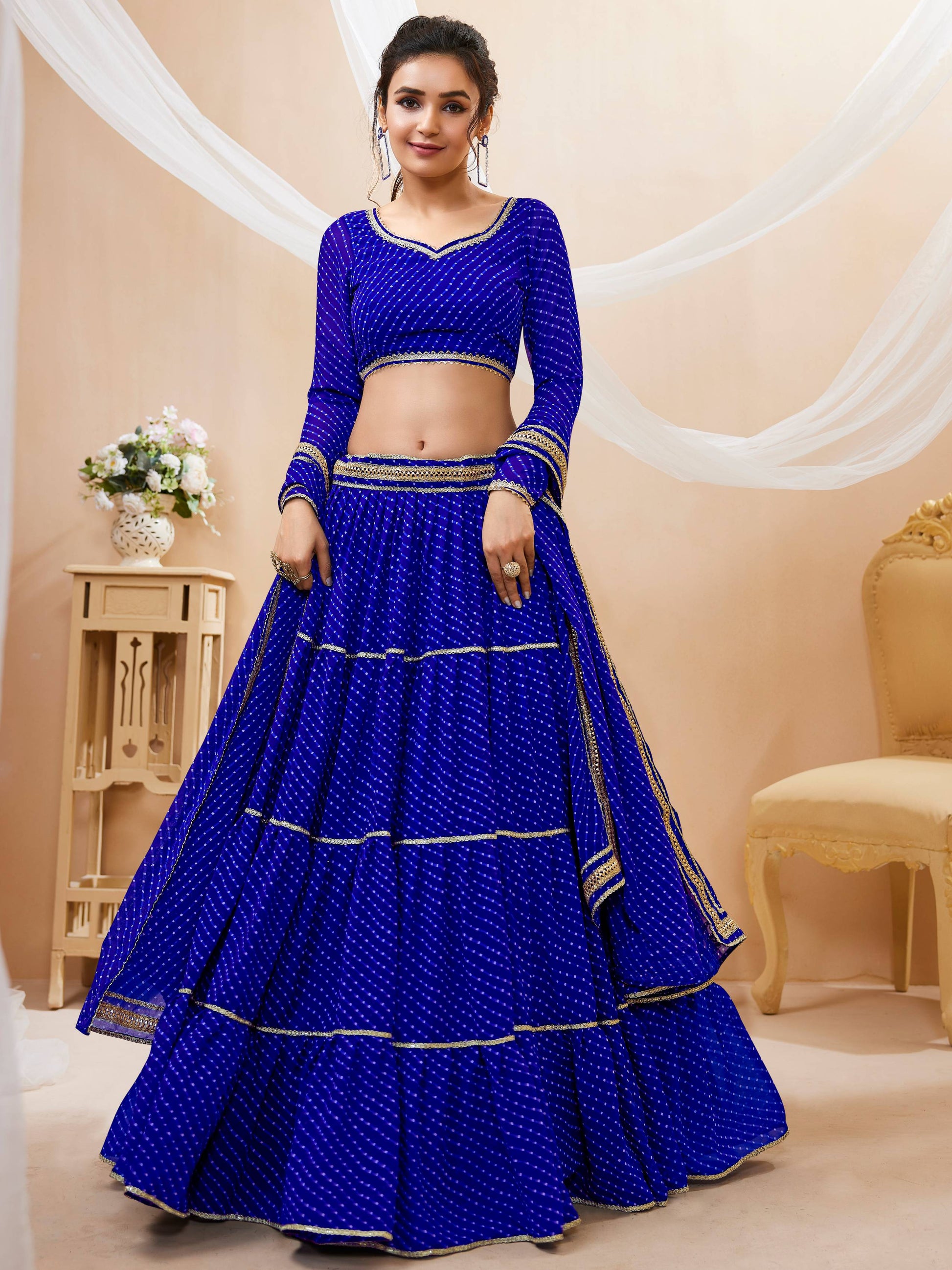 Leheriya Printed Georgette Blue Lehenga Choli for Party Wear Ragthm Leheriya Printed Georgette Blue Lehenga Choli for Party Wear Ragthm