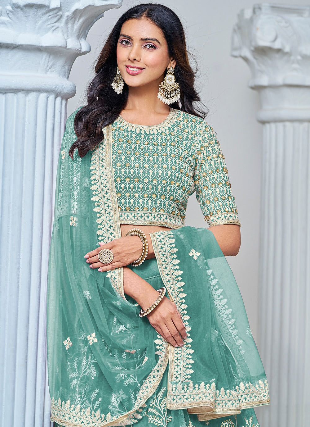 Rama color soft net lehenga choli for women