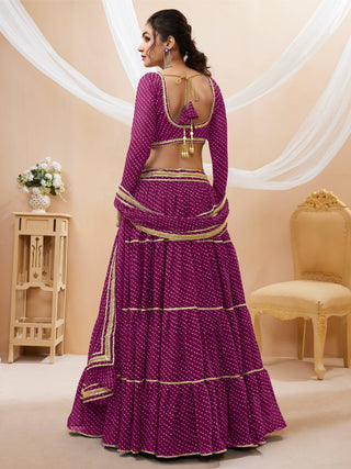 Trendy Purple Georgette Leheriya Printed Lehenga Choli