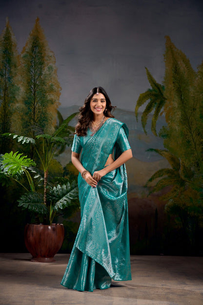Firozi color kanjivaram saree for women price
