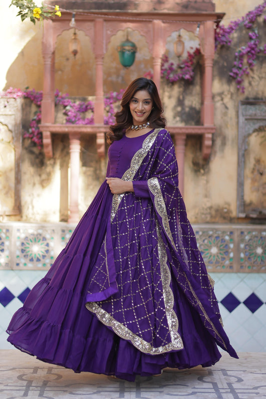 Purple color georgette gown for women online
