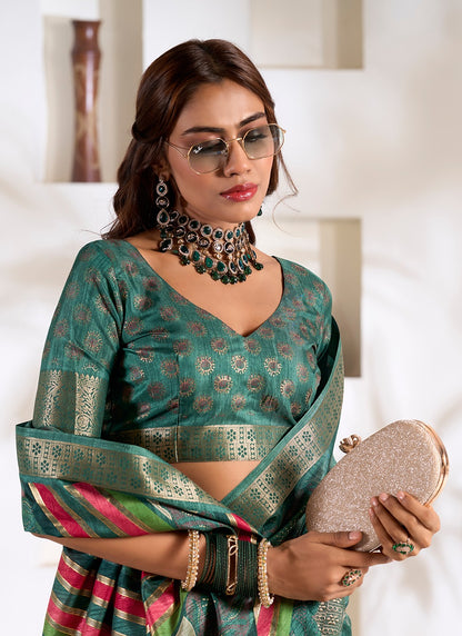 Green color dola silk saree for women online
