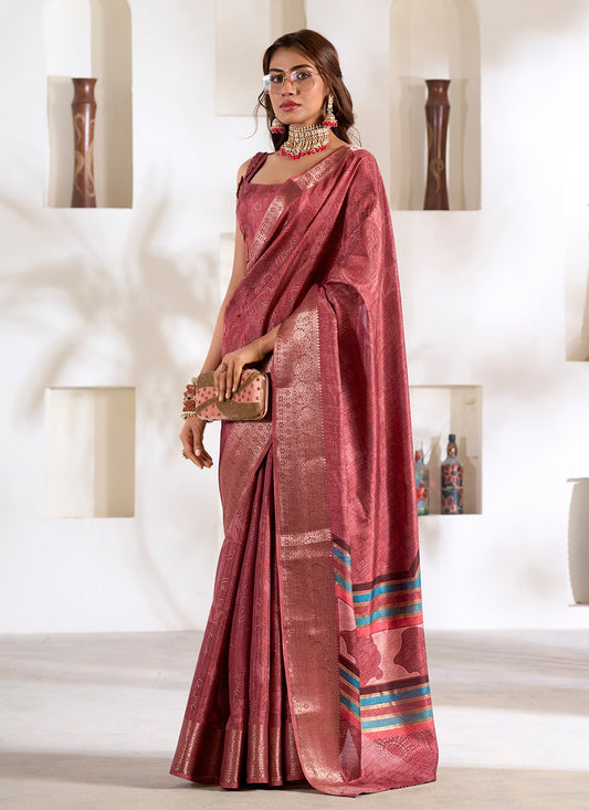 Rust color dola silk saree for women online
