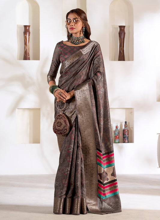 Grey dola silk saree for women price

