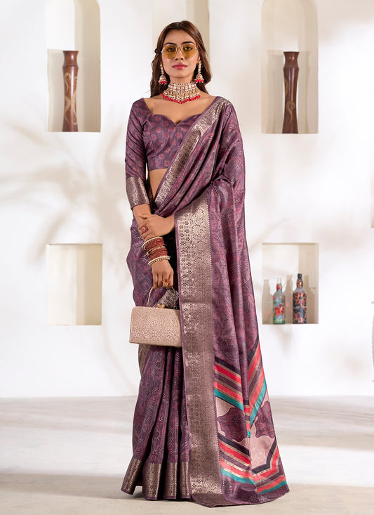 Wine color dola silk saree for women online

