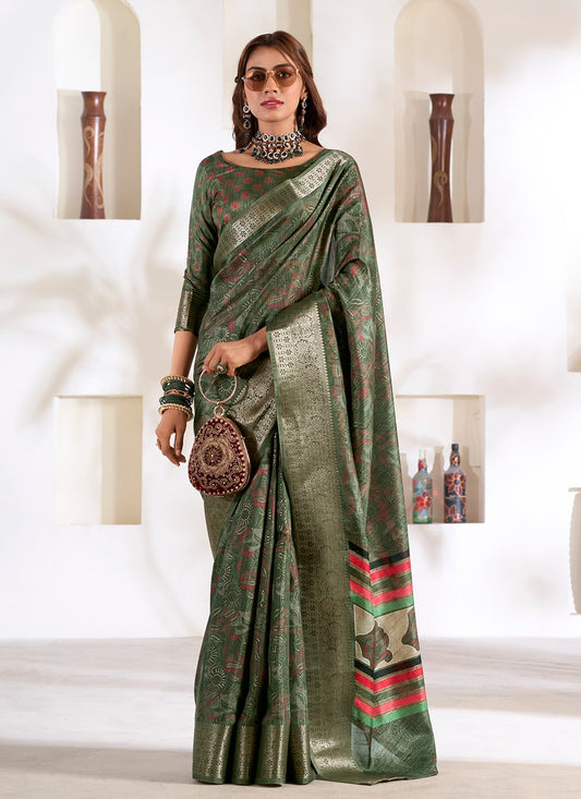 Green dola silk saree for women price
