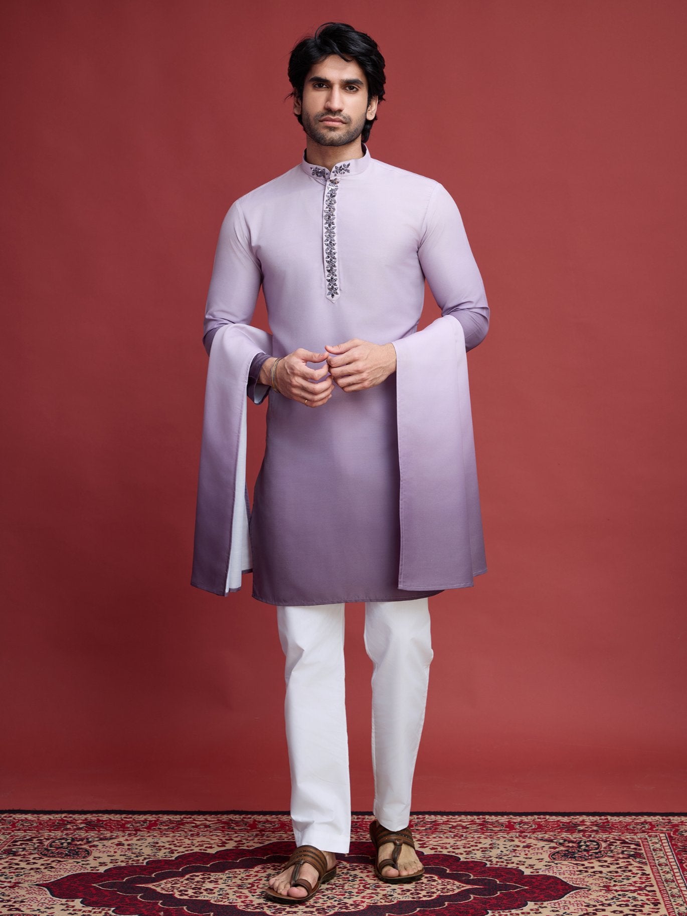 Purple color georgette kurta pajama set
