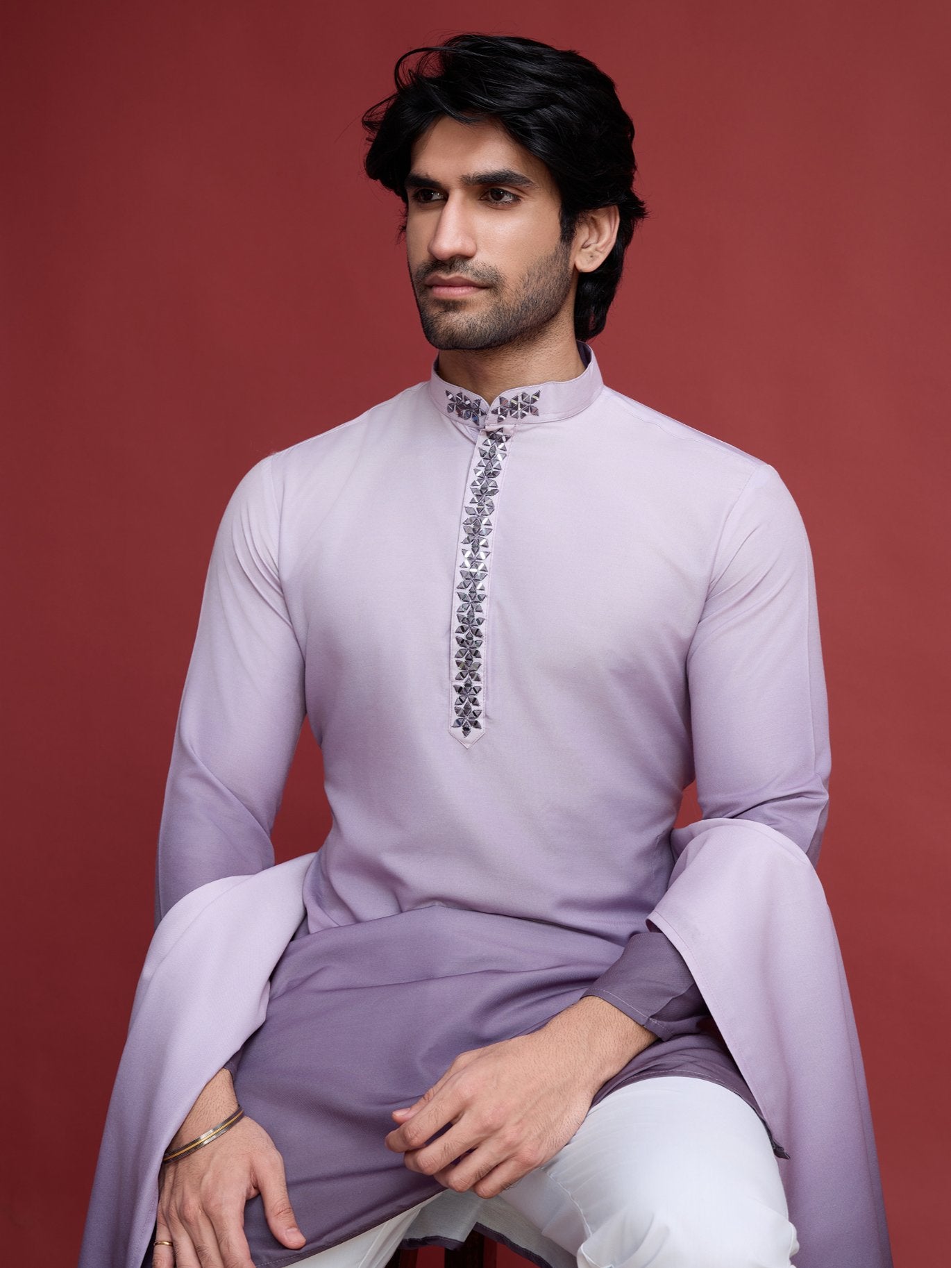 Purple color georgette kurta pajama set online