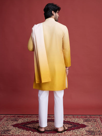 Yellow color rayon kurta with dupatta set design