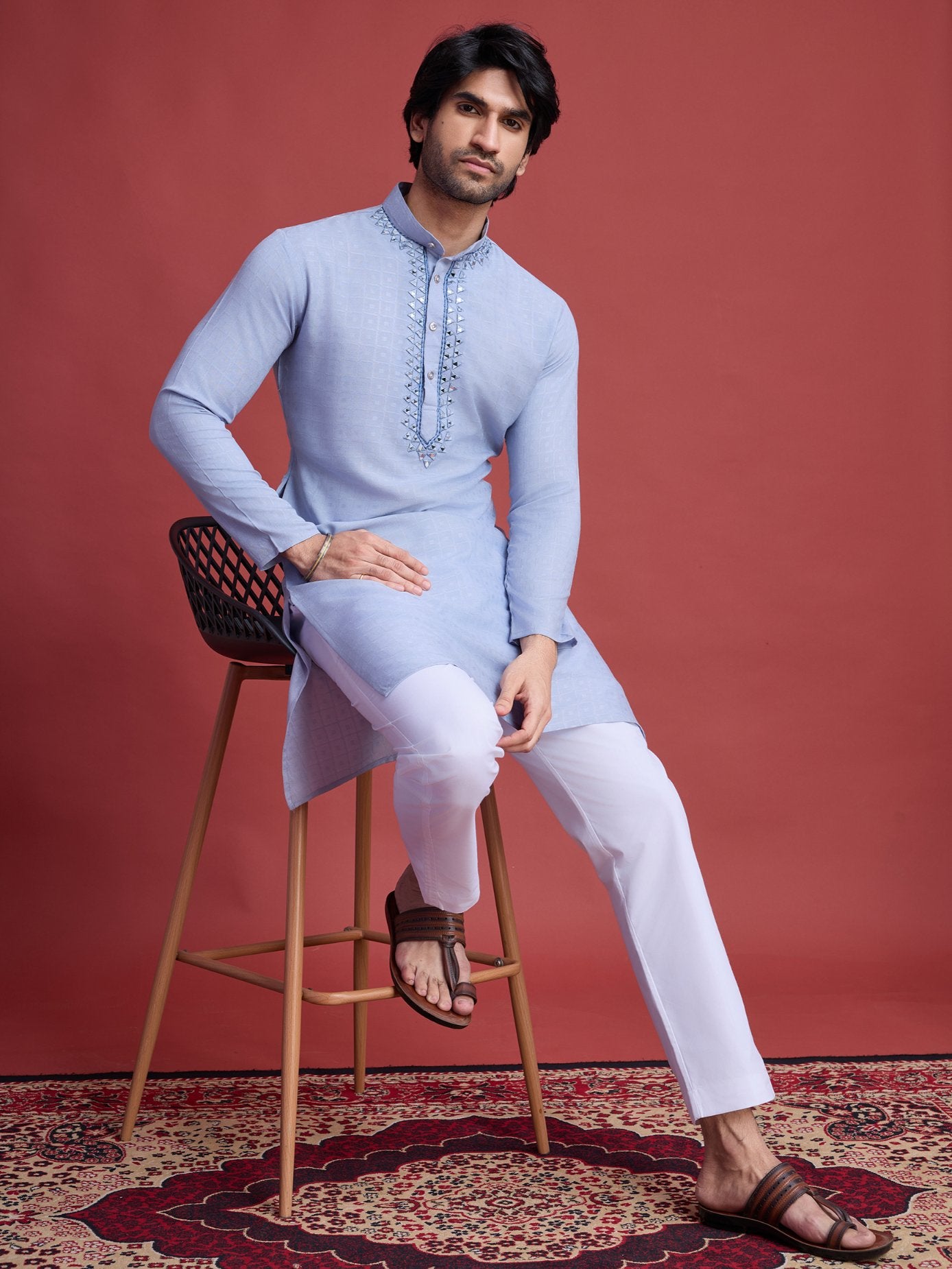 Sky color viscose kurta online shopping