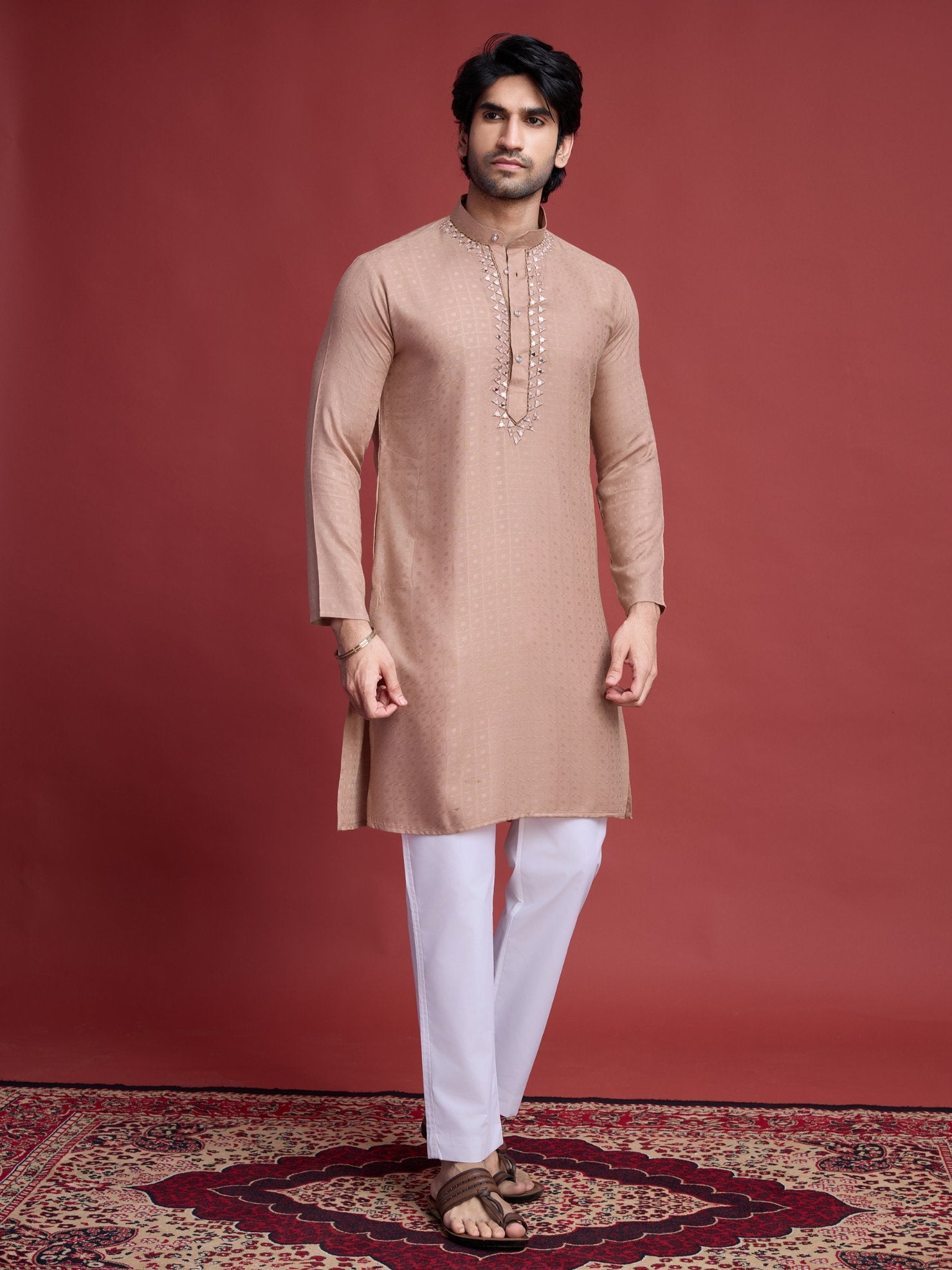 Beige color vicose readymade kurta online