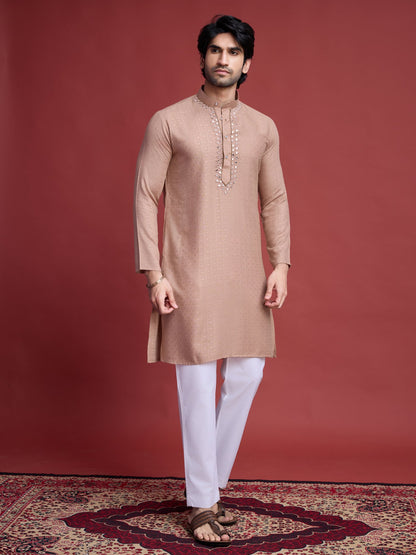 Beige color vicose readymade kurta online