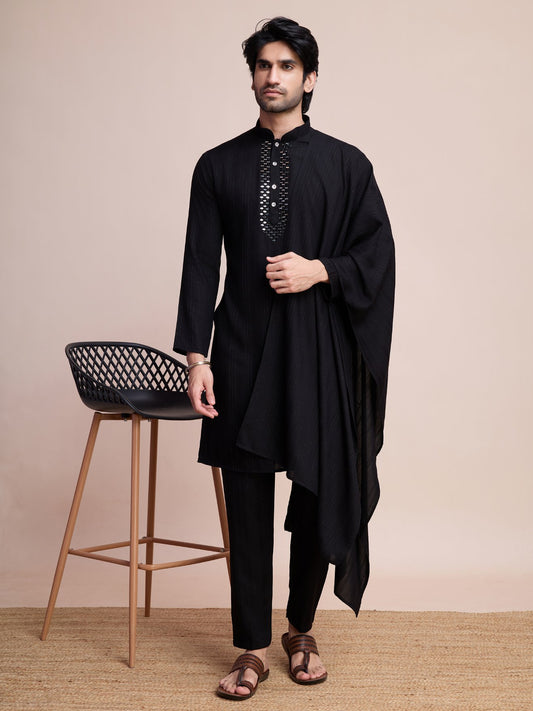 Black color viscose kurta pajama with dupatta