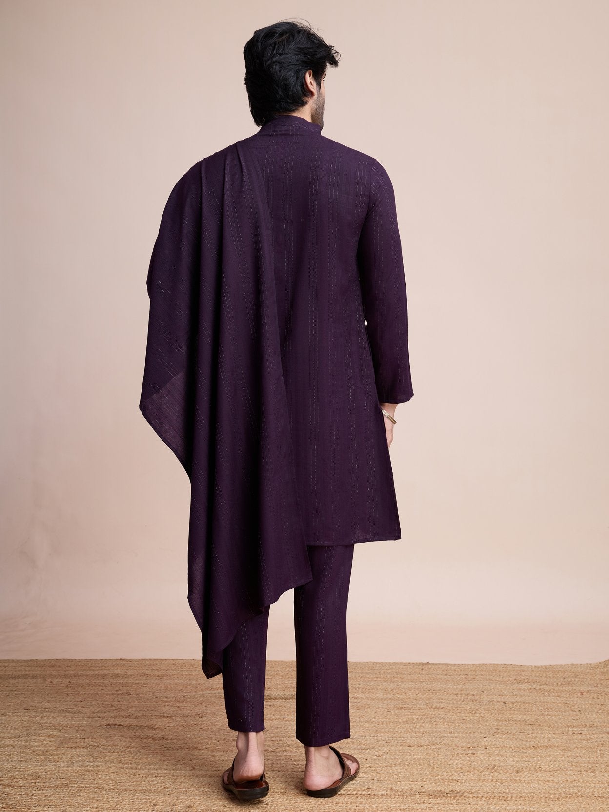 Wine color viscose kurta pajama with dupatta design