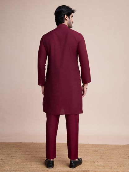 Maroon color silk men's kurta price