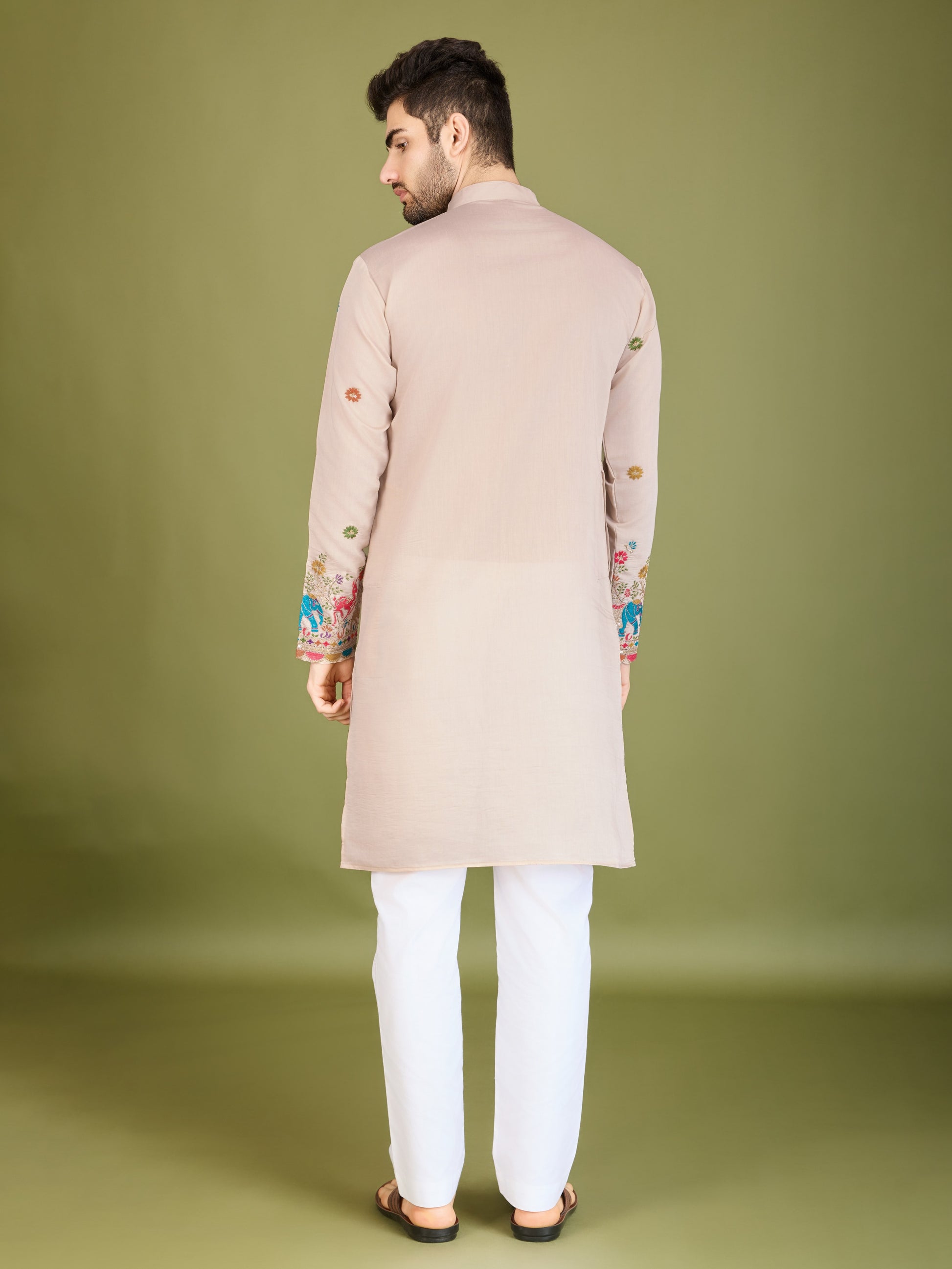 Ivery color viscose silk mens kurta 