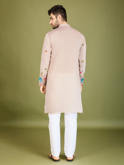 Ivery color viscose silk mens kurta 
