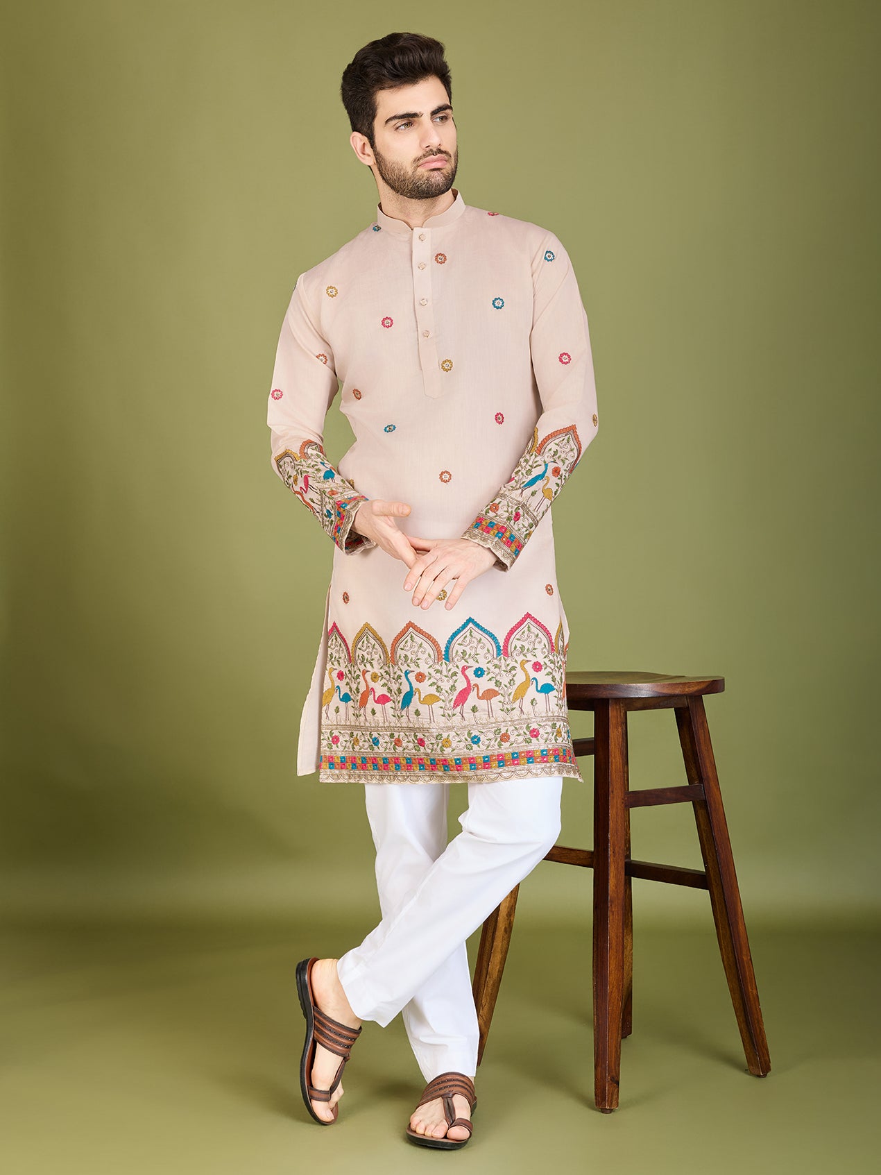 Ivery color viscose silk kurta with images
